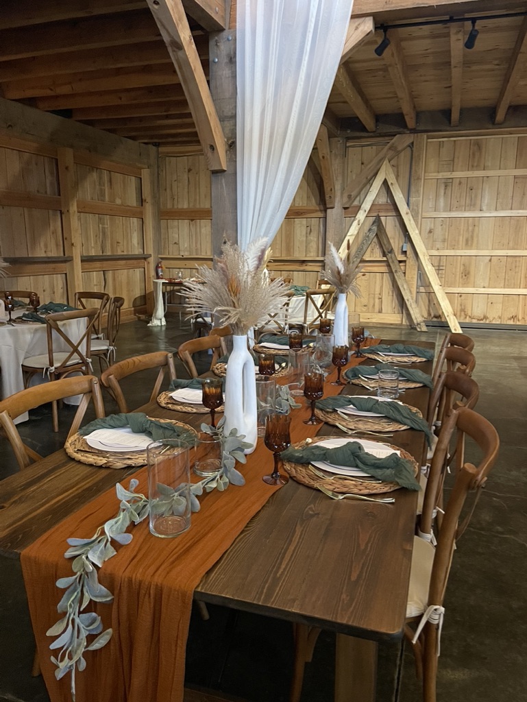 Barn Farm Tables and Drapes